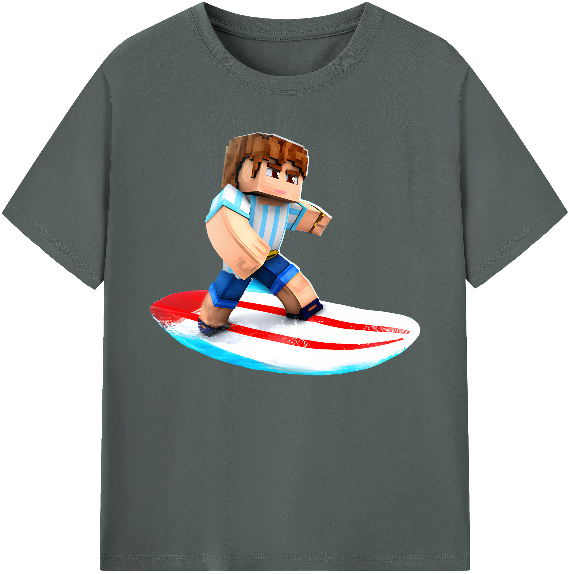 （画像用） マインクラフト ブロックの世界 Minecraft MC Block world 綿100％ メンズ半袖Tシャツ｜肌触りやわらか＆通気性